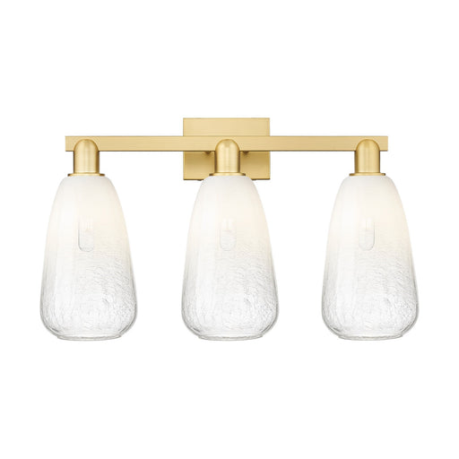 Innovations Brookhaven Almond 25in 3-Light Bath Vanity Light | Industrial Satin Gold Steel and Opal Glass | Entryway & Hallway | Model 716-3W-SG-G480-6OP