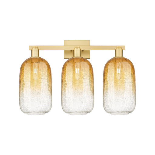 Innovations Brookhaven Cloche 26in 3-Light Bath Vanity | Industrial Satin Gold Steel and Amber Glass | Bathroom & Powder Room | Model 716-3W-SG-G482-7AM