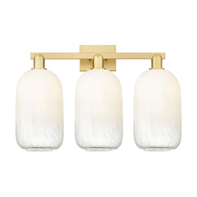 Innovations Brookhaven Cloche 26in 3-Light Bath Vanity Light | Industrial Satin Gold Steel and Opal Glass | Bathroom Vanity | Model 716-3W-SG-G482-7OP