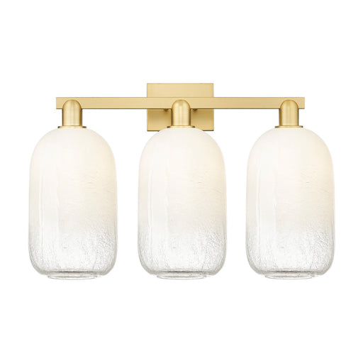 Innovations Brookhaven Cloche 26in 3-Light Bath Vanity Light | Industrial Satin Gold Steel and Opal Glass | Bathroom Vanity | Model 716-3W-SG-G482-7OP