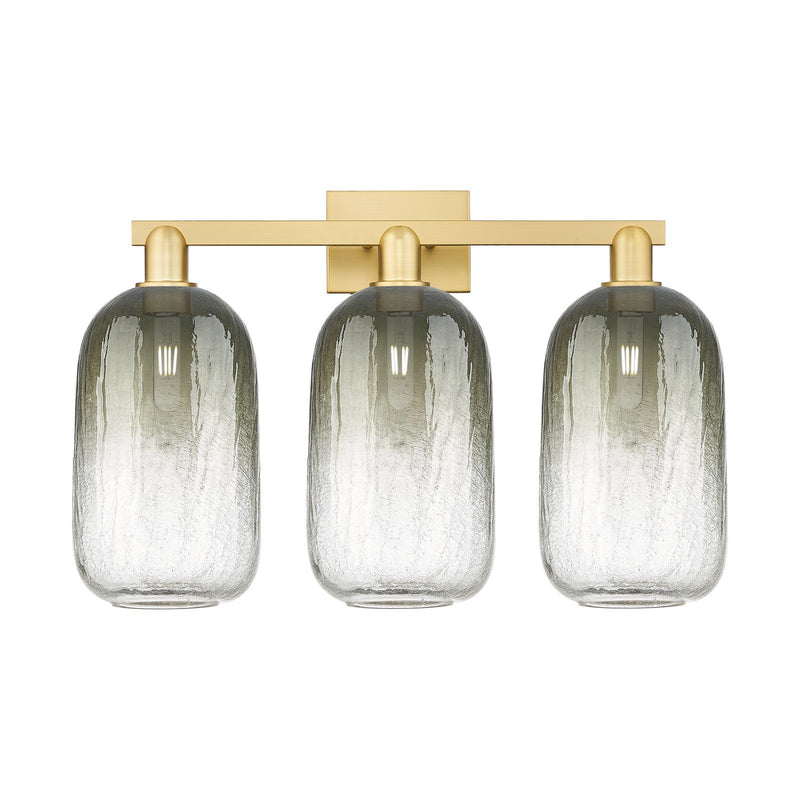 Innovations Brookhaven Cloche 26in 3-Light Bath Vanity | Industrial Satin Gold Steel and Slate Glass | Bathroom & Powder Room | Model 716-3W-SG-G482-7SL