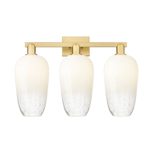 Innovations Brookhaven Flute 26in 3-Light Bath Vanity Light | Industrial Satin Gold Steel and Opal Glass | Entryway & Hallway | Model 716-3W-SG-G484-7OP