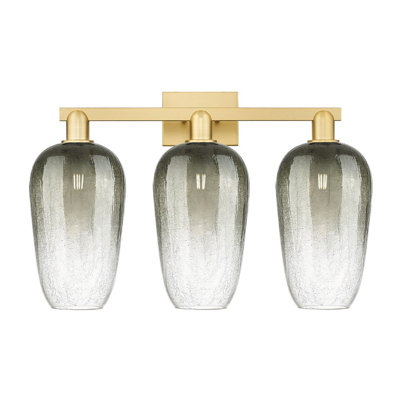 Innovations Brookhaven Flute 26in 3-Light Bath Vanity | Industrial Satin Gold Steel and Slate Glass | Bathroom Vanity | 26 x | Model 716-3W-SG-G484-7SL