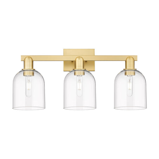 Innovations Bella 25in 3-Light Bath Vanity Light | Satin Gold Steel and Cast Brass with Clear Bell Glass | Bathroom Vanity | Model 716-3W-SG-G558-6CL