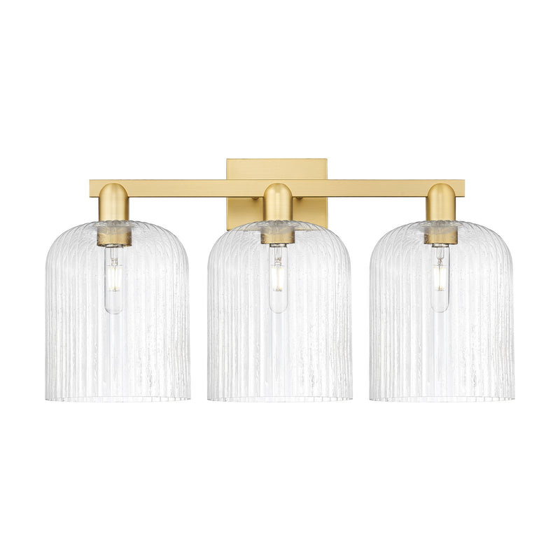Innovations Bridal Veil 27in 3-Light Bath Vanity | Industrial Satin Gold Steel and Seedy Glass | Bathroom Vanity Light | 27 x | Model 716-3W-SG-G559-8SDY