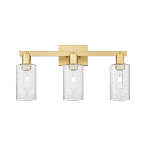 Innovations Clymer 23in 3-Light Bath Vanity Light | Industrial Satin Gold Steel and Seedy Glass | Bathroom Vanity | 22.88 x 10.62 x | Model 716-3W-SG-G804