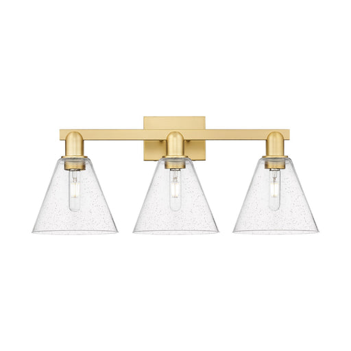 Innovations Berkshire 26in 3-Light Bath Vanity | Industrial Satin Gold Steel and Cast Brass with Seedy Glass Shades | Bathroom | Model 716-3W-SG-GBC-84