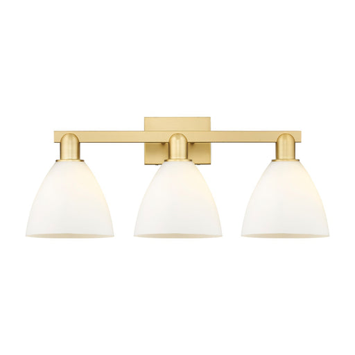 Innovations Bristol 27in 3-Light Bath Vanity Light | Industrial Satin Gold Steel and Matte White Glass | Entryway & Bathroom | Model 716-3W-SG-GBD-751