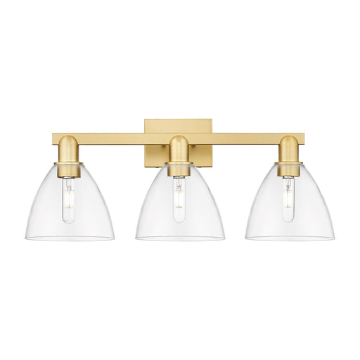 Innovations Bristol 27in 3-Light Bath Vanity Light | Industrial Satin Gold Steel and Clear Glass | Bathroom Vanity | 26.5 x 8.25 | Model 716-3W-SG-GBD-752