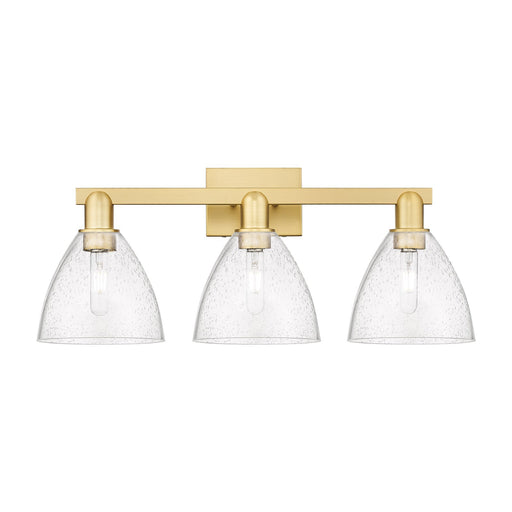 Innovations Bristol 27in 3-Light Bath Vanity Light | Industrial Modern Satin Gold Steel and Seedy Glass | Entryway & Bathroom | Model 716-3W-SG-GBD-754