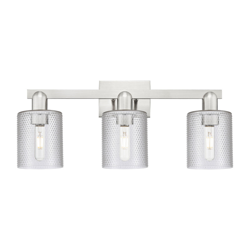 Innovations Cobbleskill 24in 3-Light Bath Vanity Light | Industrial Brushed Satin Nickel and Clear Glass | Bathroom Vanity | 24 x 7 | Model 716-3W-SN-G112