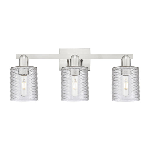 Innovations Cobbleskill 24in 3-Light Bath Vanity Light | Industrial Brushed Satin Nickel and Clear Glass | Bathroom Vanity | 24 x 7 | Model 716-3W-SN-G112
