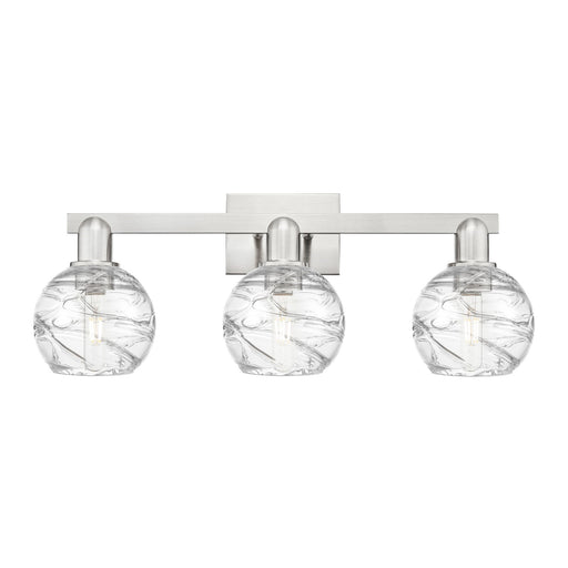 Innovations Lighting Athens Deco Swirl 26in 3-Light Bath Vanity Light | Industrial Brushed Satin Nickel and Clear Deco Swirl | Model 716-3W-SN-G1213-6CL