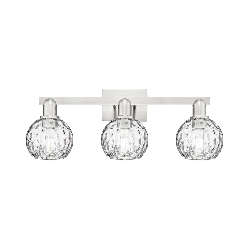 Innovations Athens Water Glass 25in 3-Light Bath Vanity | Industrial Brushed Satin Nickel and Clear Glass | Bathroom Vanity | Model 716-3W-SN-G1215-6
