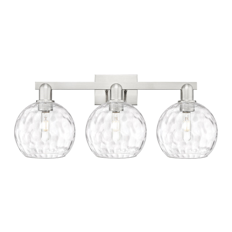 Innovations Athens Water Glass 27in 3-Light Bath Vanity Light | Industrial Brushed Satin Nickel and Clear Glass | Bathroom | Model 716-3W-SN-G1215-8