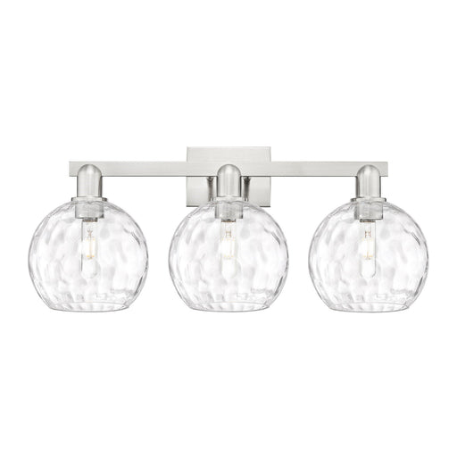 Innovations Athens Water Glass 27in 3-Light Bath Vanity Light | Industrial Brushed Satin Nickel and Clear Glass | Bathroom | Model 716-3W-SN-G1215-8