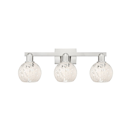 Innovations Lighting Arcadia 25in 3-Light Bath Vanity Light | Industrial Brushed Satin Nickel and White Mouchette Glass | Model 716-3W-SN-G1216-6WM