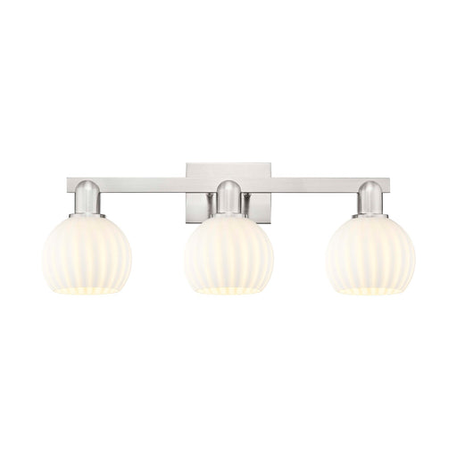 Innovations Lighting Arcadia 25in 3-Light Bath Vanity Light | Industrial Brushed Satin Nickel and White Venetian Glass | Model 716-3W-SN-G1217-6WV