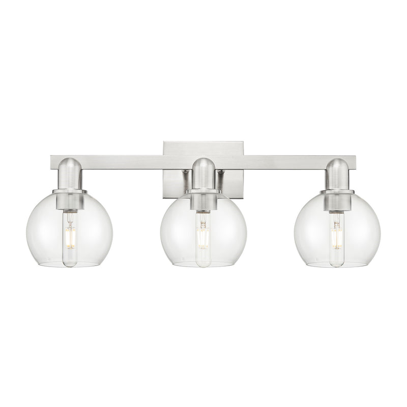 Innovations Athens 25in 3-Light Bath Vanity | Industrial Brushed Satin Nickel and Clear Glass | Bathroom Vanity Light | 24.88 x | Model 716-3W-SN-G122-6