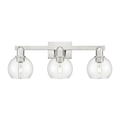 Innovations Athens 25in 3-Light Bath Vanity | Industrial Brushed Satin Nickel and Clear Glass | Bathroom Vanity Light | 24.88 x | Model 716-3W-SN-G122-6
