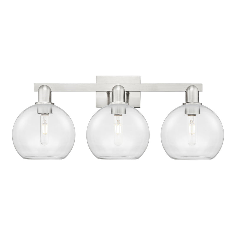 Innovations Athens 27in 3-Light Bath Vanity | Brushed Satin Nickel Steel and Clear Glass | Bathroom Vanity Light | 27 x 11.75 x | Model 716-3W-SN-G122-8