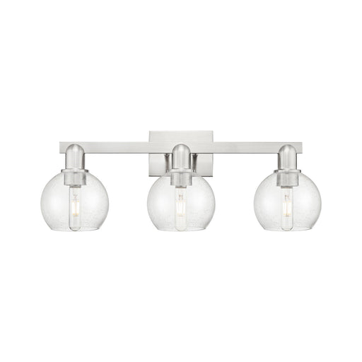 Innovations Athens 25in 3-Light Bath Vanity Light | Industrial Brushed Satin Nickel Steel and Seedy Glass | Bathroom Vanity | Model 716-3W-SN-G124-6