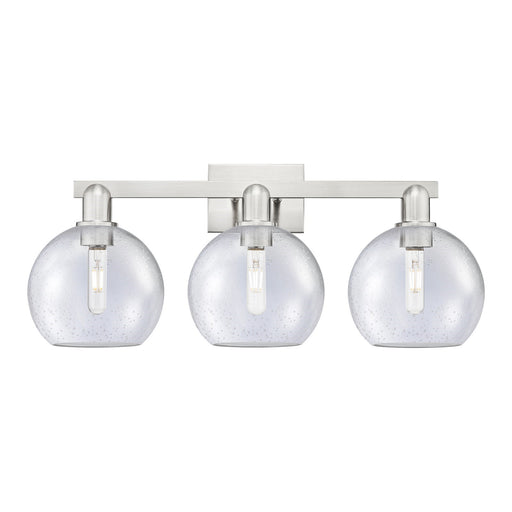 Innovations Athens 27in 3-Light Bath Vanity | Industrial Brushed Satin Nickel Steel and Seedy Glass | Bathroom Vanity & Powder | Model 716-3W-SN-G124-8