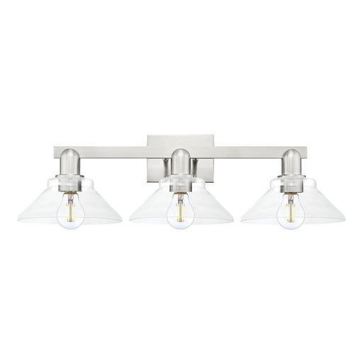 Innovations Orwell 27in 3-Light Bath Vanity Light | Industrial Brushed Satin Nickel Steel and Clear Glass | Bathroom Vanity & | Model 716-3W-SN-G132