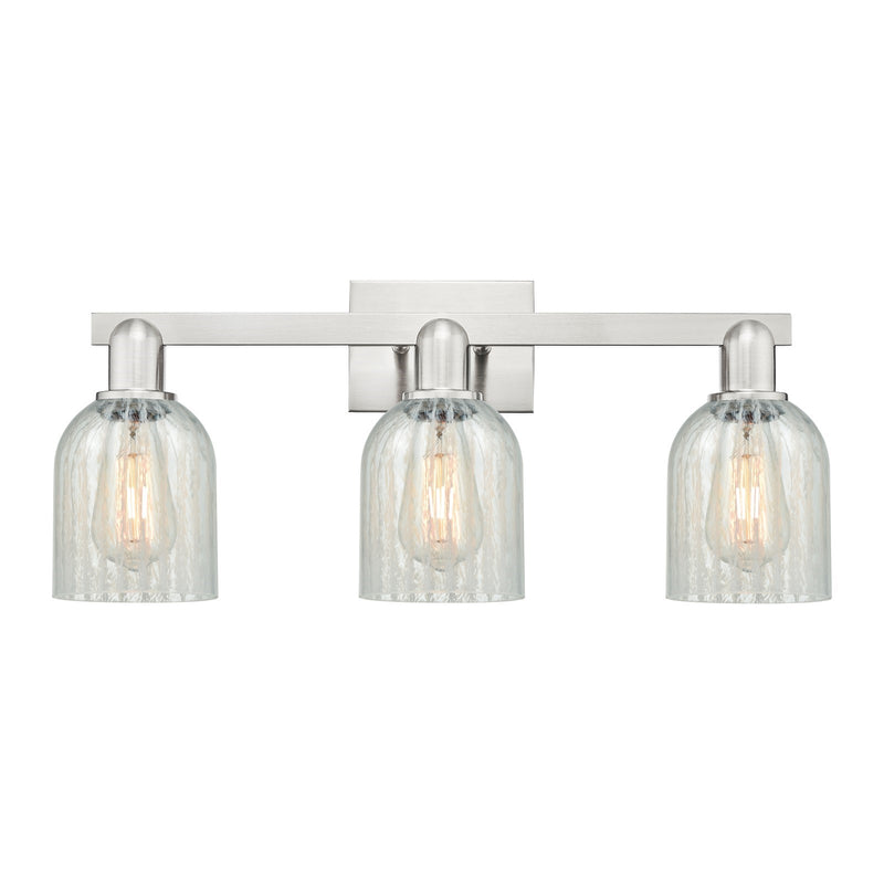 Innovations Caledonia 24in 3-Light Bath Vanity Light | Industrial Brushed Satin Nickel Steel and Mouchette Glass | Bathroom Vanity | Model 716-3W-SN-G2511
