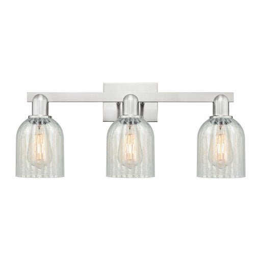 Innovations Caledonia 24in 3-Light Bath Vanity Light | Industrial Brushed Satin Nickel Steel and Mouchette Glass | Bathroom Vanity | Model 716-3W-SN-G2511