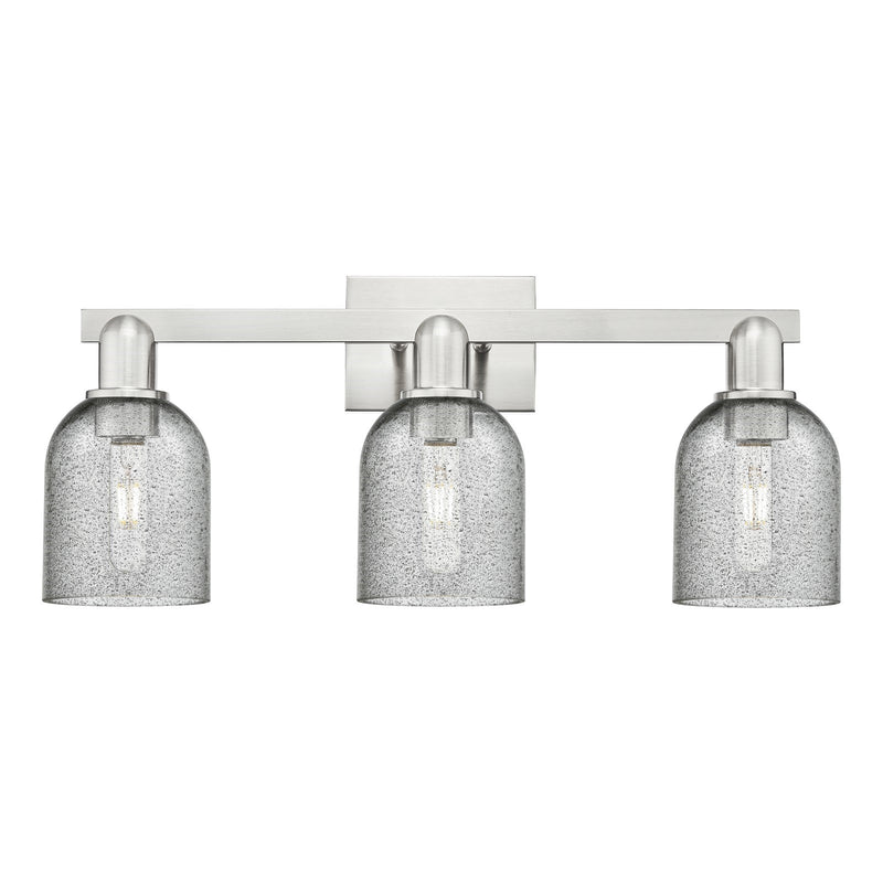 Innovations Caledonia 24in 3-Light Bath Vanity Light | Industrial Brushed Satin Nickel and Charcoal Glass | Bathroom Vanity | 24 x | Model 716-3W-SN-G257