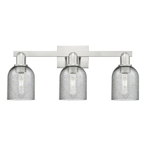 Innovations Caledonia 24in 3-Light Bath Vanity Light | Industrial Brushed Satin Nickel and Charcoal Glass | Bathroom Vanity | 24 x | Model 716-3W-SN-G257