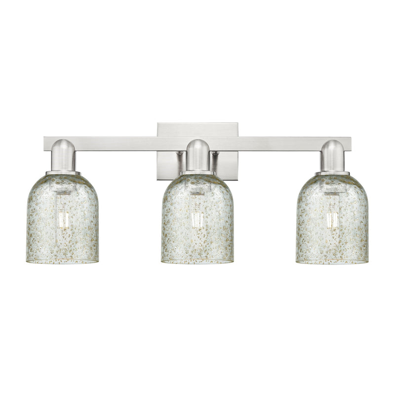 Innovations Caledonia 24in 3-Light Bath Vanity Light | Industrial Brushed Satin Nickel and Mica Glass | Bathroom Vanity & Powder | Model 716-3W-SN-G259