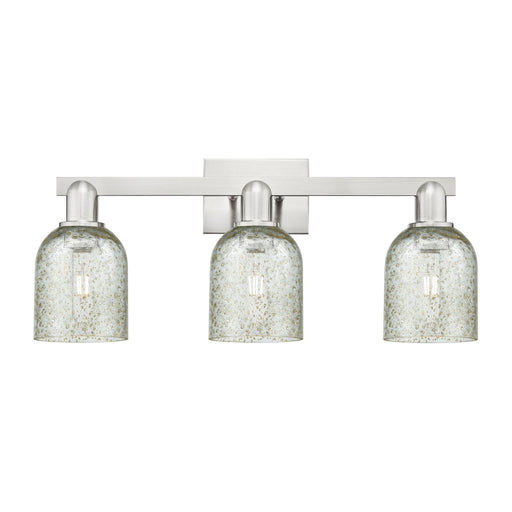 Innovations Caledonia 24in 3-Light Bath Vanity Light | Industrial Brushed Satin Nickel and Mica Glass | Bathroom Vanity & Powder | Model 716-3W-SN-G259
