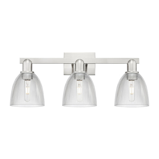 Innovations Castile 25in 3-Light Bath Vanity | Industrial Brushed Satin Nickel and Clear Glass | Bathroom Vanity Light | 25 x 10.75 | Model 716-3W-SN-G382