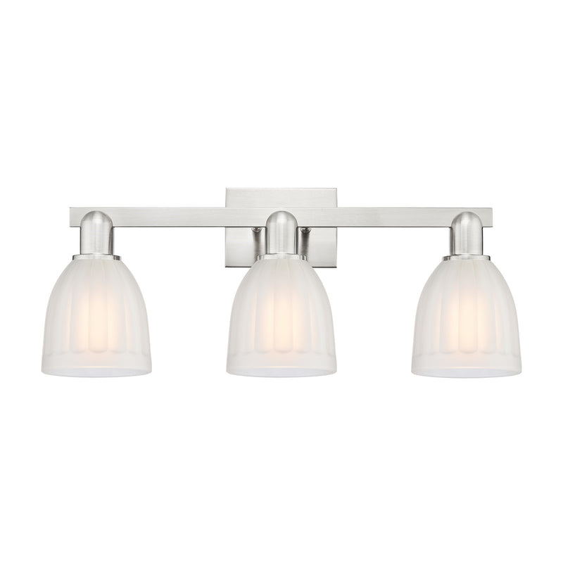 Innovations Brookfield 25in 3-Light Bath Vanity Light | Industrial Brushed Satin Nickel and White Frosted Glass | Bathroom Vanity | Model 716-3W-SN-G441