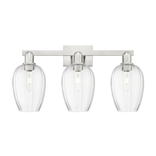 Innovations Preston Flute 26in 3-Light Bath Vanity Light | Industrial Brushed Satin Nickel and Clear Glass | Bathroom Vanity | Model 716-3W-SN-G457-6CL