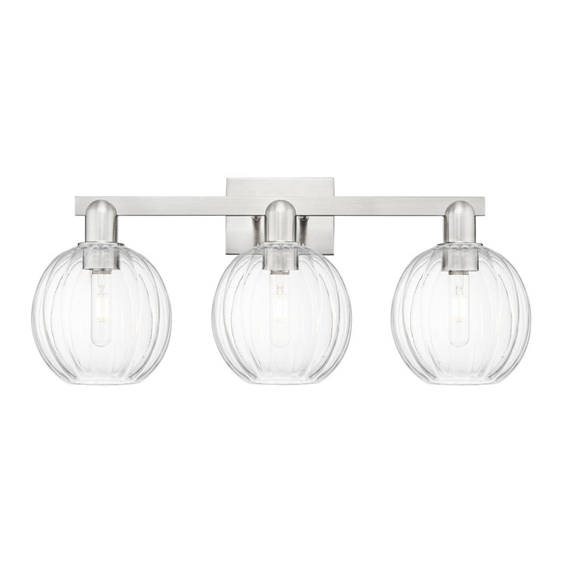 Innovations Preston 3Lt 26" Globe Bath, Satin Nickel/Clear - 716-3W-SN-G458-7CL