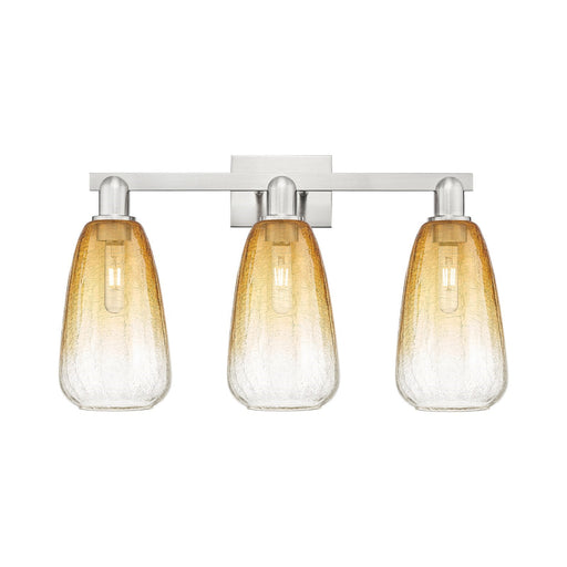 Innovations Brookhaven Almond 26in 3-Light Bath Vanity Light | Industrial Brushed Satin Nickel and Amber Glass | Bathroom | Model 716-3W-SN-G480-6AM