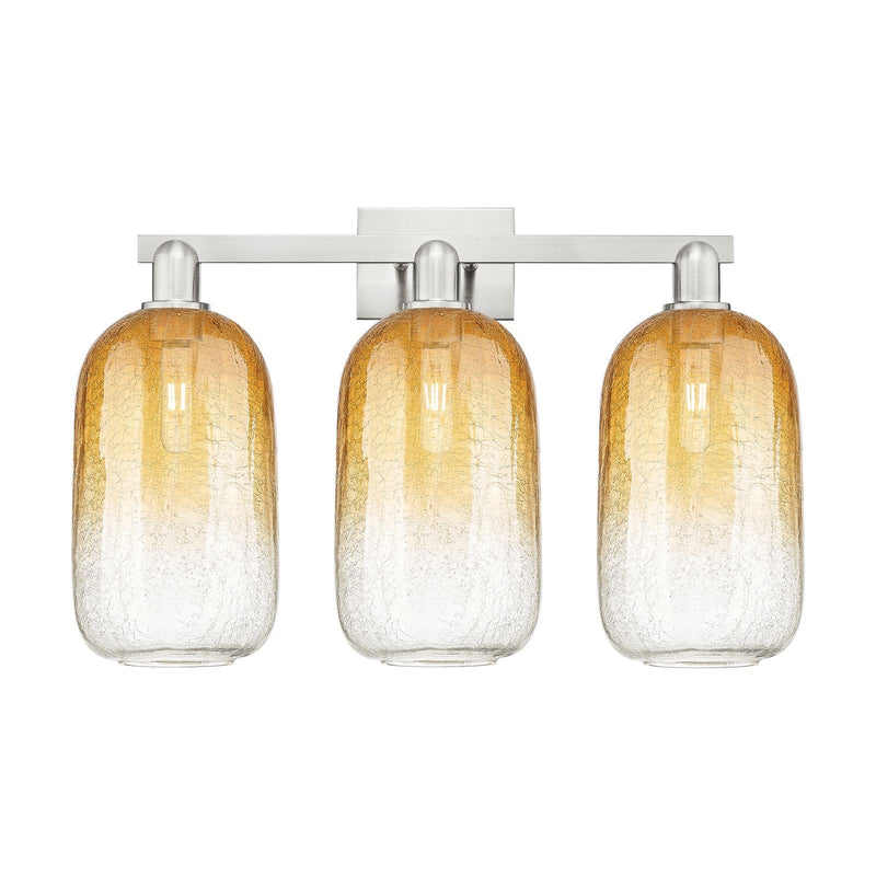 Innovations Brookhaven Cloche 26in 3-Light Bath Vanity Light | Industrial Brushed Satin Nickel and Amber Glass | Bathroom | Model 716-3W-SN-G482-7AM