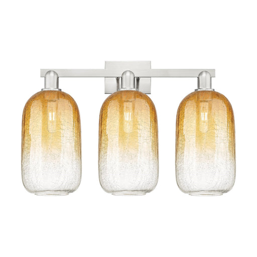 Innovations Brookhaven Cloche 26in 3-Light Bath Vanity Light | Industrial Brushed Satin Nickel and Amber Glass | Bathroom | Model 716-3W-SN-G482-7AM