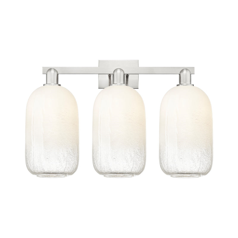 Innovations Brookhaven Cloche 26in 3-Light Bath Vanity Light | Industrial Brushed Satin Nickel and Opal Glass | Bathroom Vanity | Model 716-3W-SN-G482-7OP