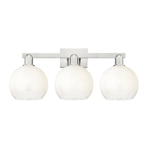 Innovations Brookhaven Globe 27in 3-Light Bath Vanity | Industrial Brushed Satin Nickel and Opal Glass | Bathroom & Powder Room | Model 716-3W-SN-G483-8OP