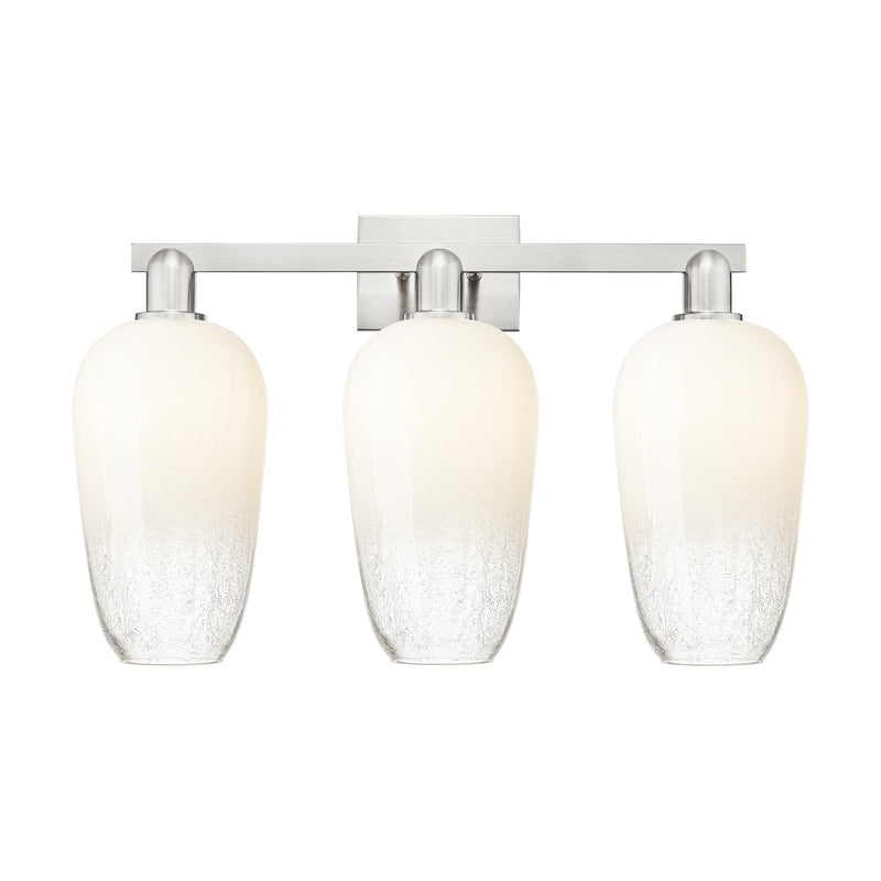 Innovations Brookhaven Flute 26in 3-Light Bath Vanity Light | Industrial Brushed Satin Nickel and Opal Glass | Bathroom Vanity | Model 716-3W-SN-G484-7OP