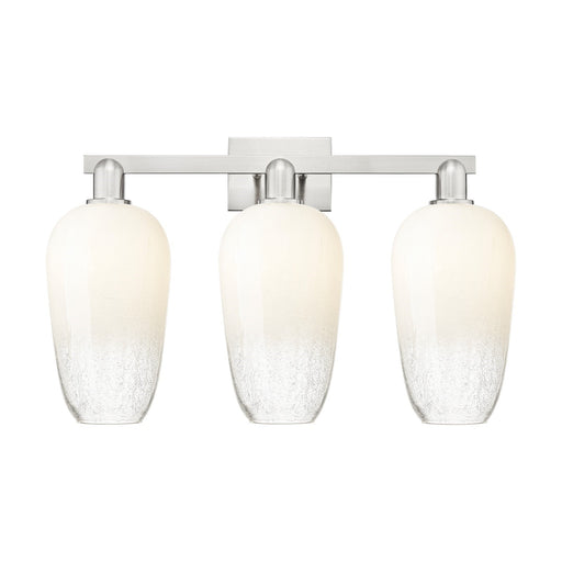 Innovations Brookhaven Flute 26in 3-Light Bath Vanity Light | Industrial Brushed Satin Nickel and Opal Glass | Bathroom Vanity | Model 716-3W-SN-G484-7OP