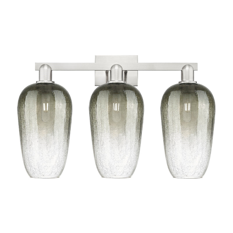 Innovations Brookhaven Flute 26in 3-Light Bath Vanity Light | Industrial Brushed Satin Nickel and Slate Glass | Bathroom Vanity | Model 716-3W-SN-G484-7SL