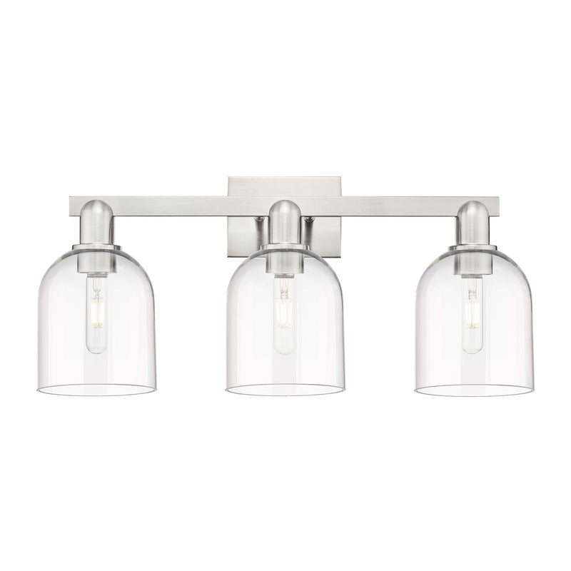Innovations Bella 25in 3-Light Bath Vanity Light | Industrial Brushed Satin Nickel and Clear Glass | Bathroom Vanity | 24.5 x | Model 716-3W-SN-G558-6CL