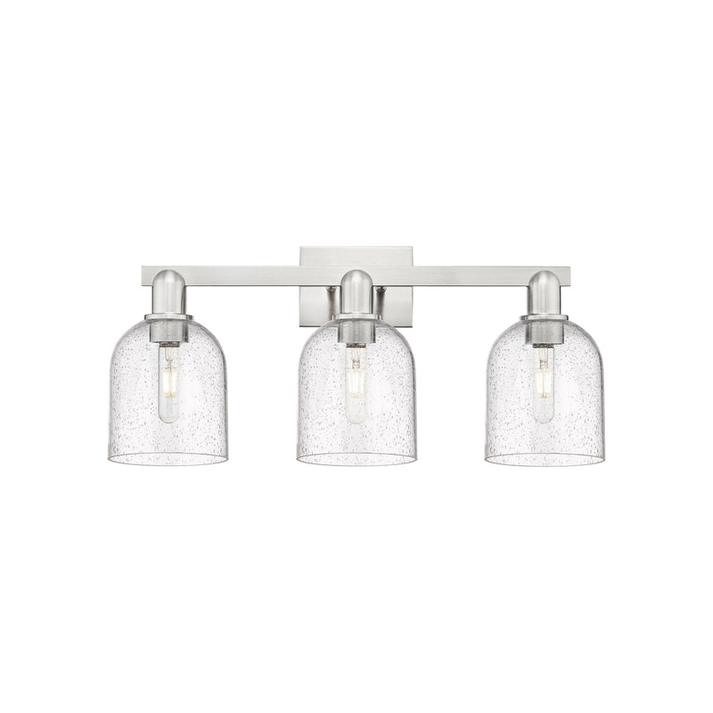 Innovations Bella 24.5in 3-Light Bath Vanity Light | Industrial Brushed Satin Nickel and Seedy Glass | Bathroom Vanity | 24.5 | Model 716-3W-SN-G558-6SDY