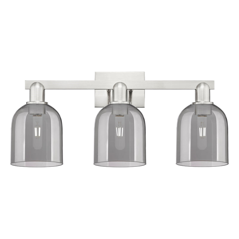 Innovations Bella 24.5in 3-Light Bath Vanity Light | Industrial Brushed Satin Nickel and Light Smoke Glass | Bathroom Vanity | Model 716-3W-SN-G558-6SM