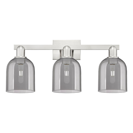 Innovations Bella 24.5in 3-Light Bath Vanity Light | Industrial Brushed Satin Nickel and Light Smoke Glass | Bathroom Vanity | Model 716-3W-SN-G558-6SM